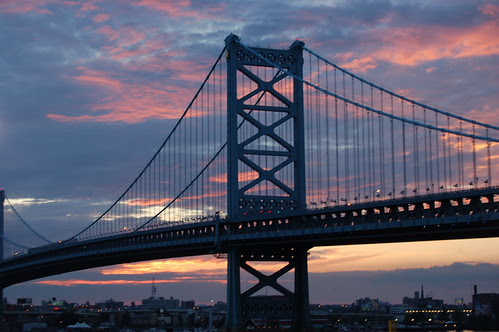 Ben Franklin Bridge at Sunset