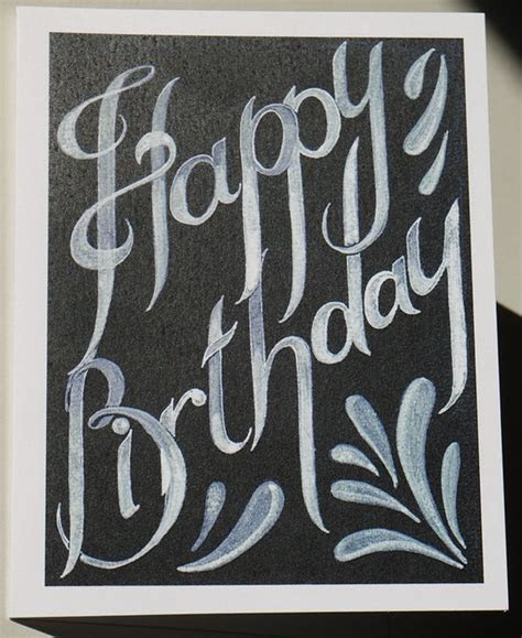  happy birthday card in black and white blank card with