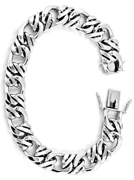 Originalfoto WEISSGOLD ARMBAND, DOPPELPANZER-FIGARO, 14K LUXUS! NEU!