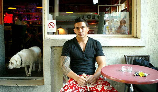 DOG DAYS: Sonny Bill Williams, pictured in a Toulon cafe after his rugby 