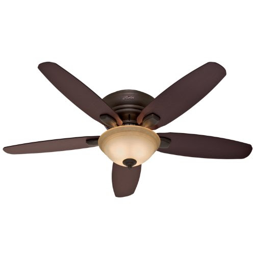 Hunter 28700 Fremont 52-Inch 5-Blade Single Light Ceiling Fan, Premier Bronze with Walnut/Dark Maple Blades and Amber Glass Bowl