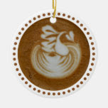 Floral Baristas Art In Cappuccino Ceramic Ornament