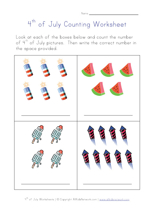 4th of July Counting Practice