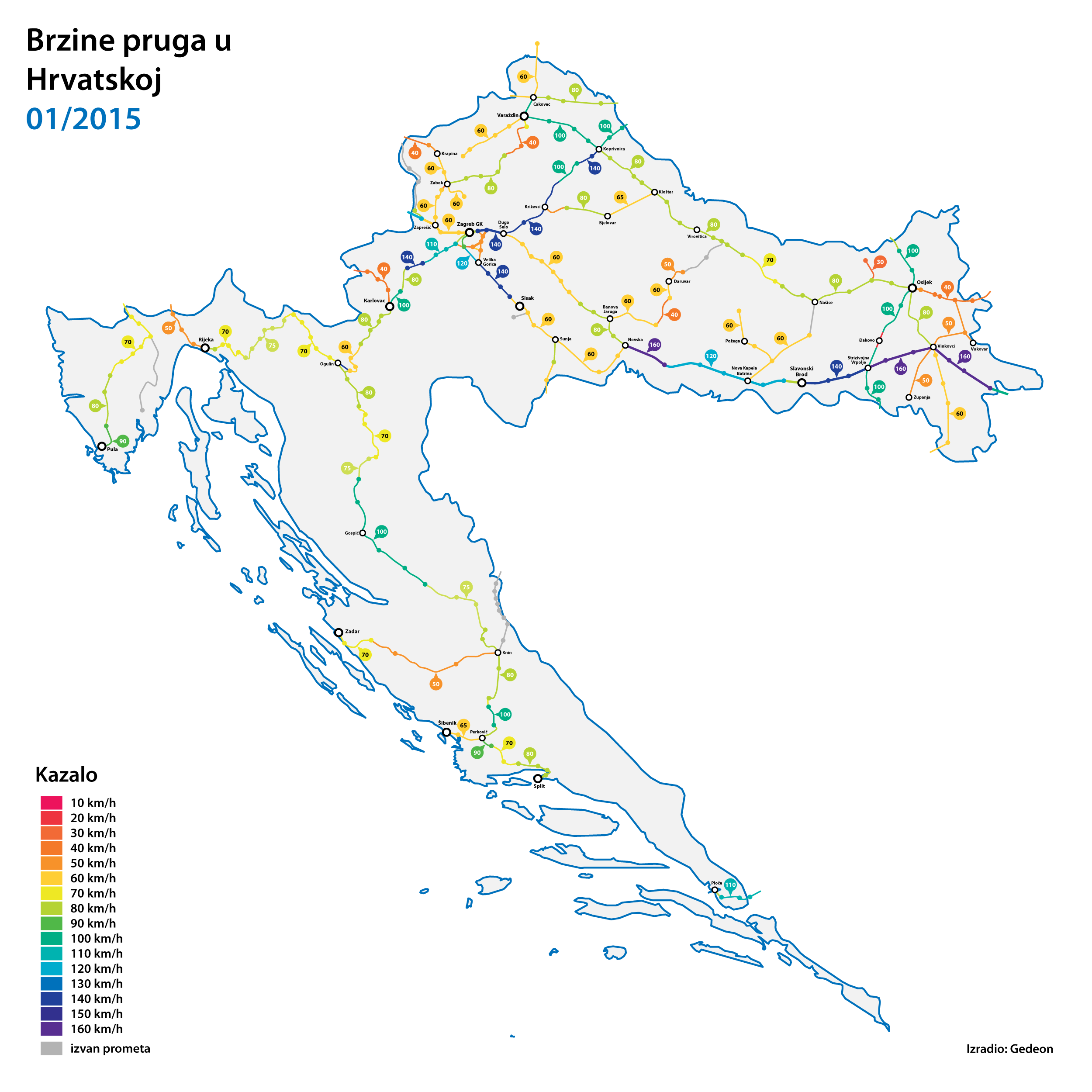 željeznička karta hrvatske OC]   Karta brzine pruga u Hrvatskoj : croatia željeznička karta hrvatske
