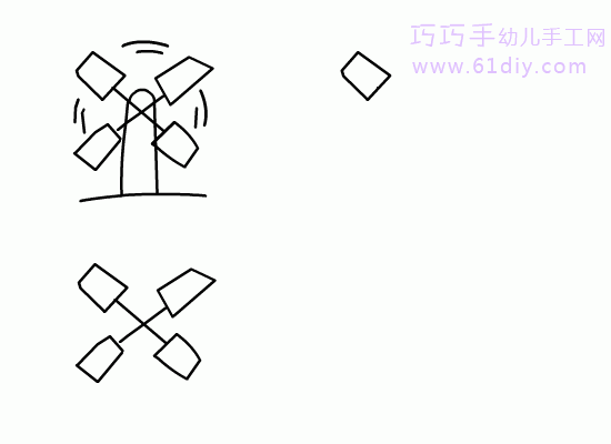 风车简笔画 巧巧手幼儿手工网