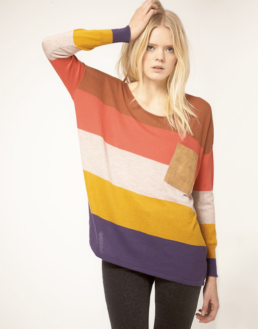 JUST FEMALE LABEL ASOS COLLECTION BASIC CLEAN SIMPLE OVERSIZED COLOR BLOCK ANGORA SWEATER SUEDE POCKET 3