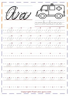 Printable Cursive Handwriting Practice Sheets Letter A Free Kids Coloring Pages Printable
