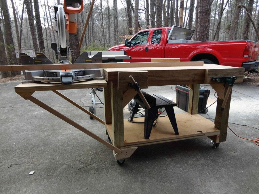 mobile bench with drop leaf - by Jim Sellers @ LumberJocks 