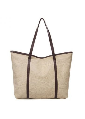Brief Pattern Print Double Handle Beige Tote Bag on sale only US8.25 ...
