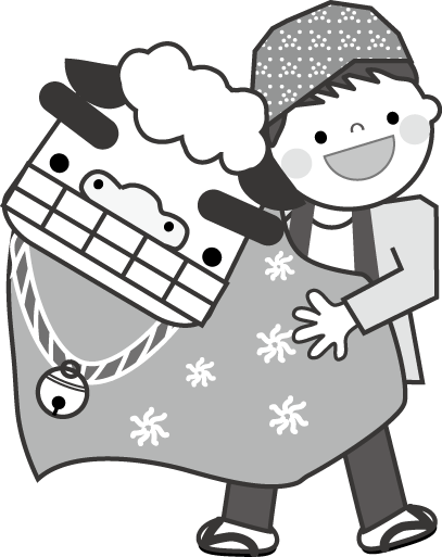 お正月イラスト 獅子舞 福助 無料イラスト