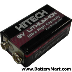 LI9600: Rechargeable 9 Volt Lithium Ion Battery