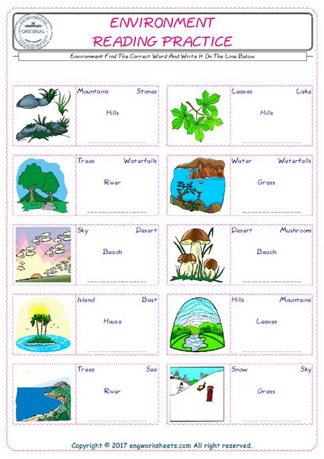  environment esl printable english vocabulary worksheets