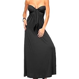 Black Long Boho  Strapless Padded Dress