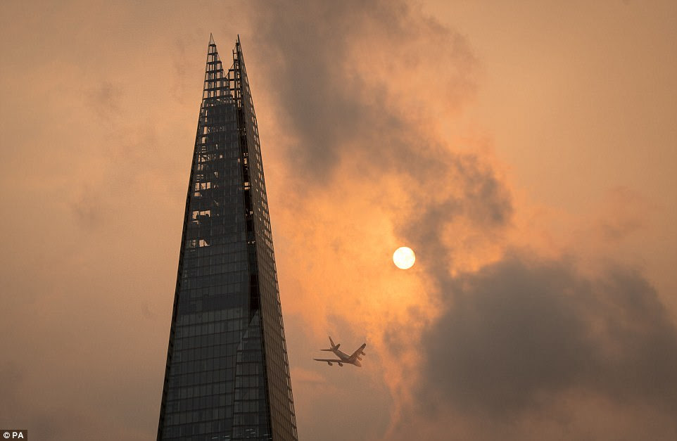LONDON: The Shard is clouded by an orange haze and the sun burns bright in the skies over central London today