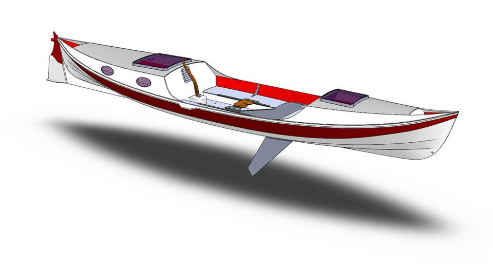 Launching Chesapeake Light Craft's 22'6" Rowing-Sailing Faering 