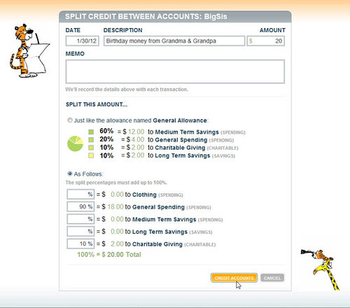 Fill in the Split Credit Details