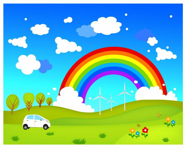 Eco green landscape Free Vector / 4Vector