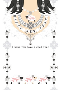 2015年未年完成年賀状テンプレート（シルバーアクセサリー）HAPPYNEWYEAR!