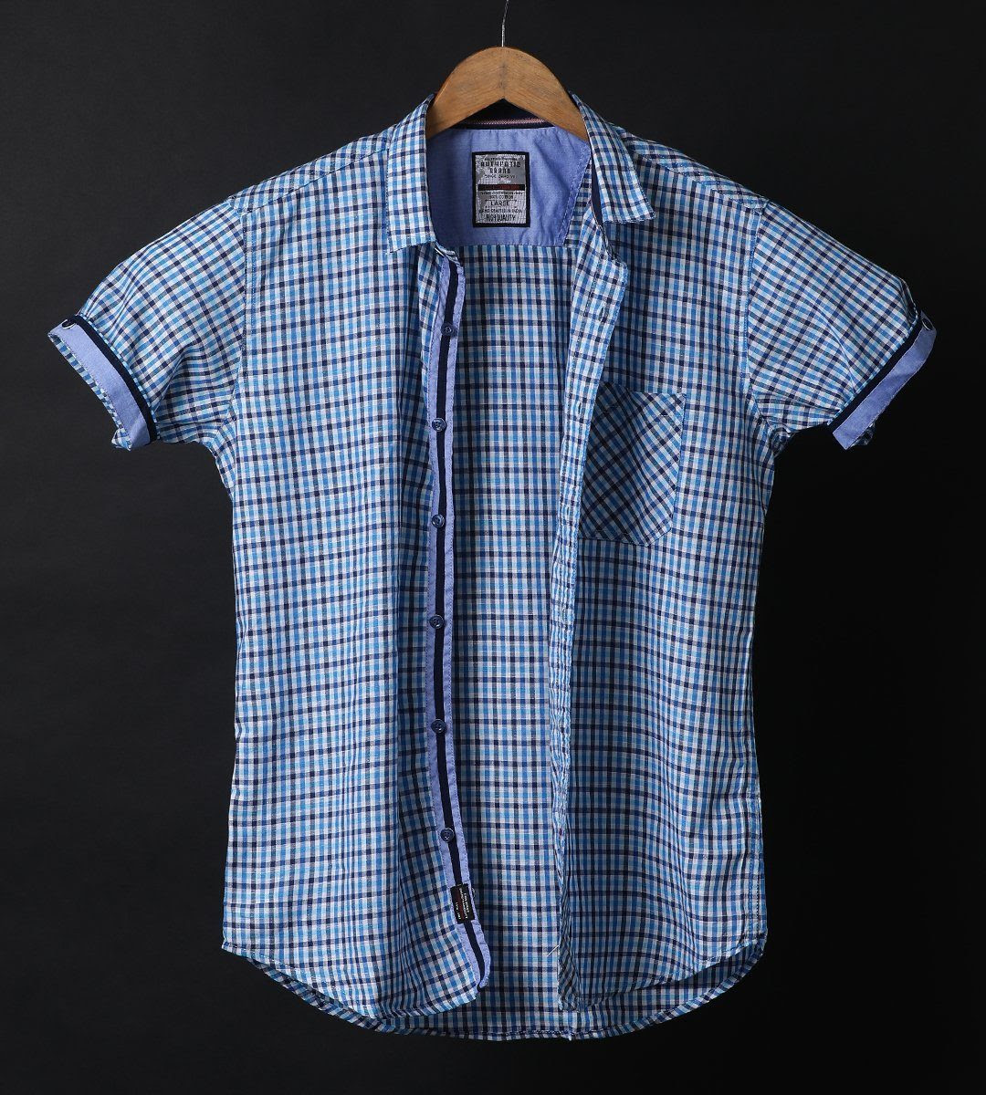 Cobb Sky Blue Checked Half Sleeve Casual Shirt Cobbitaly Com