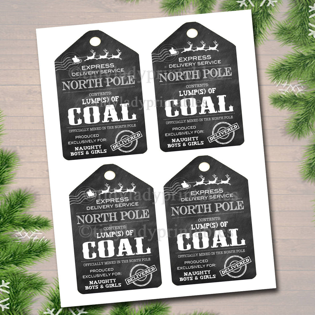 Lump Of Coal North Pole Delivery Tags, Printable Label Santa's Naughty List  Stocking Stuffer Bath Bomb Soap Chocolate Favor