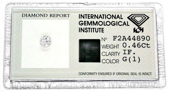 Foto 1, Diamant IGI 0,46ct Lupenrein Top Wesselton VG/VG Juwel!, D5588