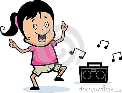 people dancing cartoon. A cartoon girl dancing and