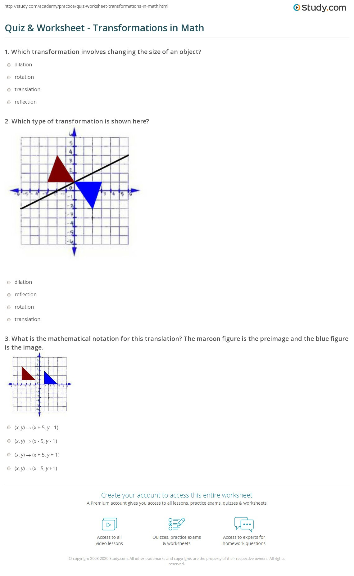 Multiple Transformations Worksheet Answers - worksheet ...