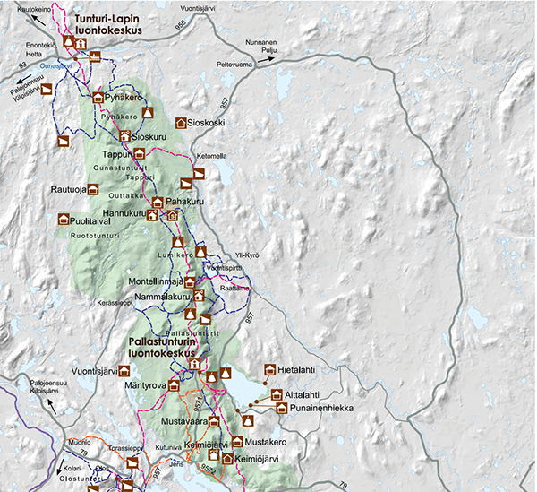 vuontispirtti kartta Hiking Routes | Hetta Huskies   Dog Sledding Finland | Mushing  vuontispirtti kartta