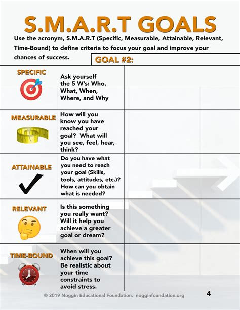 smart goals worksheet goal