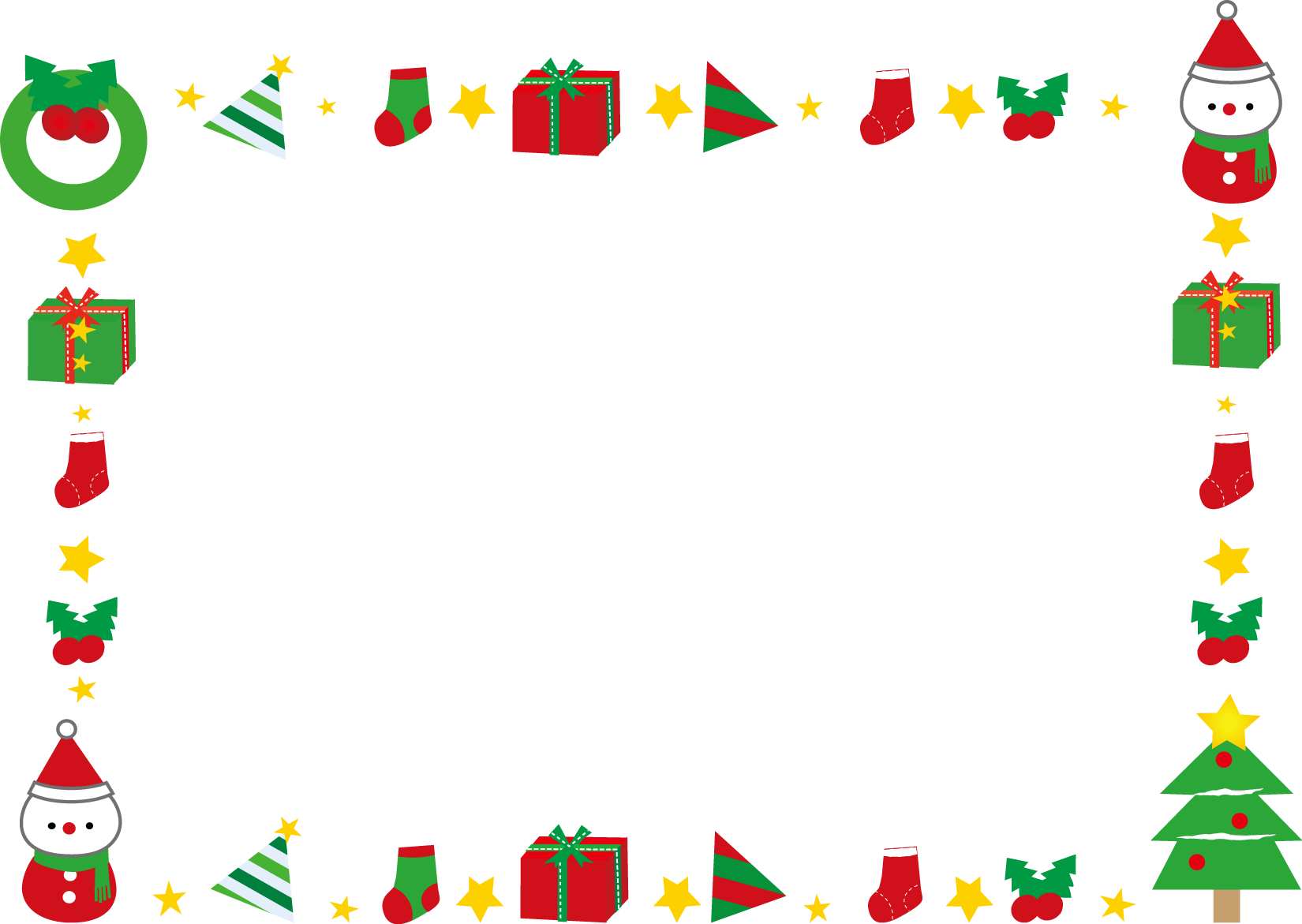飾り枠 ライン 無料イラスト素材 クリスマス