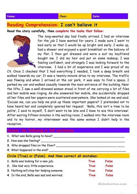 2,655 reading comprehension english esl worksheets pdf & doc ; reading comprehension i cant believe it english esl worksheets for