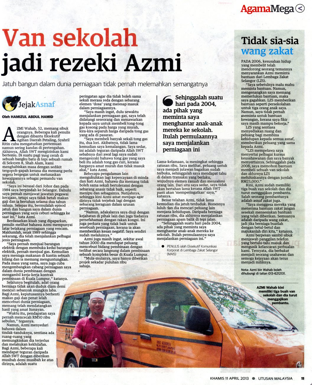 VAN SEKOLAH JADI REZEKI AZMI  zakatselangor