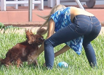 Joanna Krupa playing with her dog Darla
