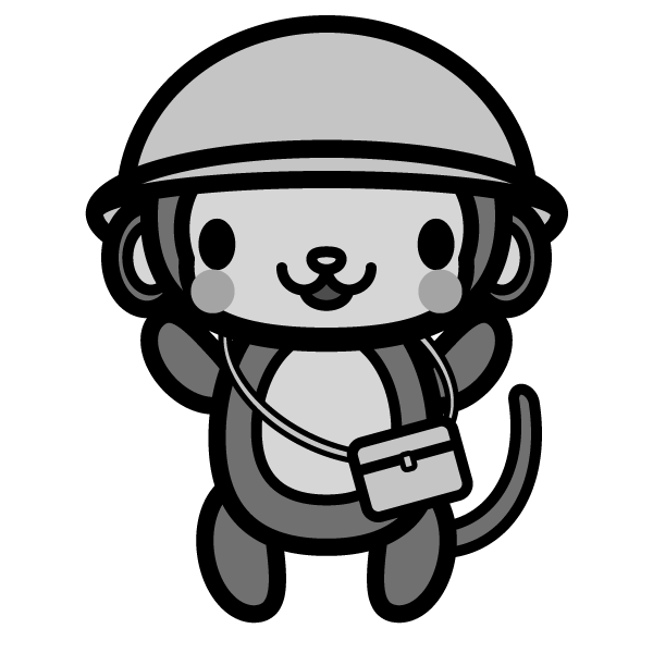 モノクロでかわいい保育 幼稚園児 猿の無料イラスト 商用フリー オイデ43