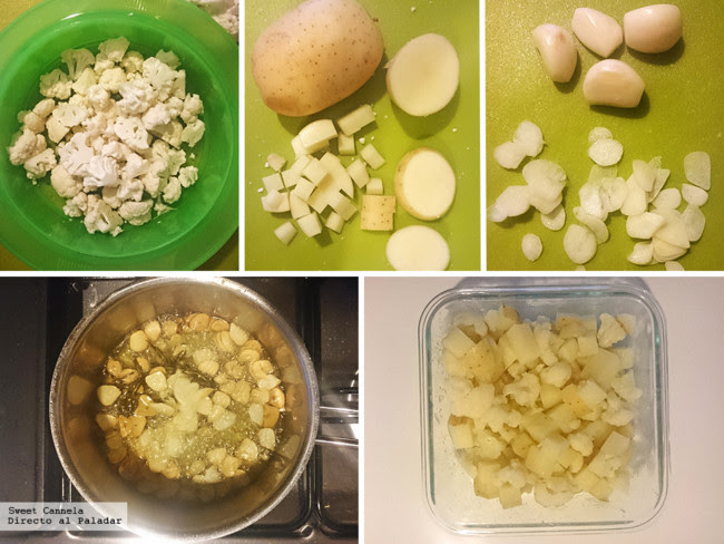 Preparacion Coliflor Y Papas Al Ajo
