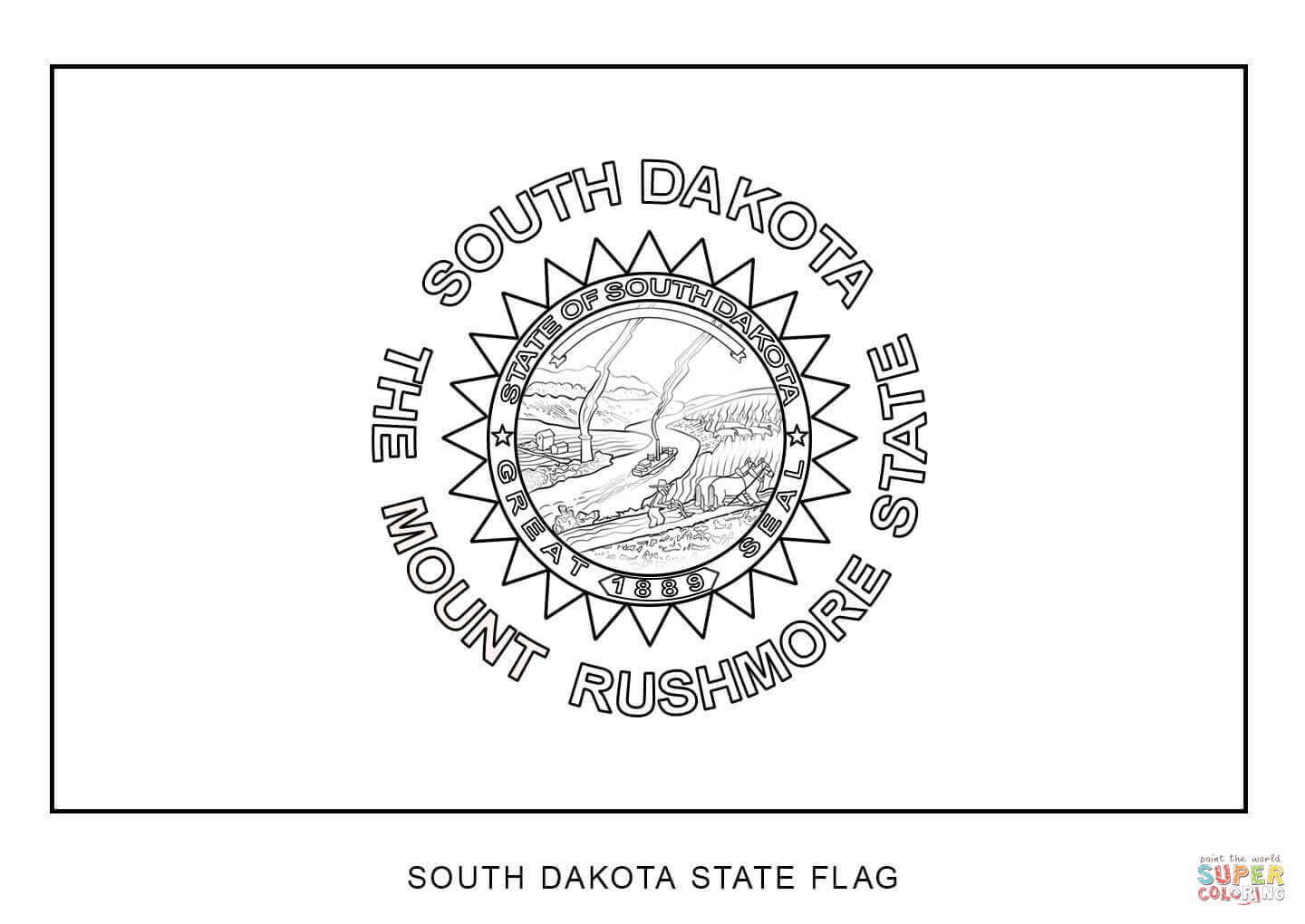 South Dakota State Flag Coloring Page