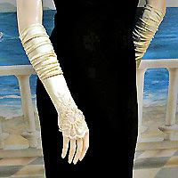 Shirred Satin Fingerless Gloves 