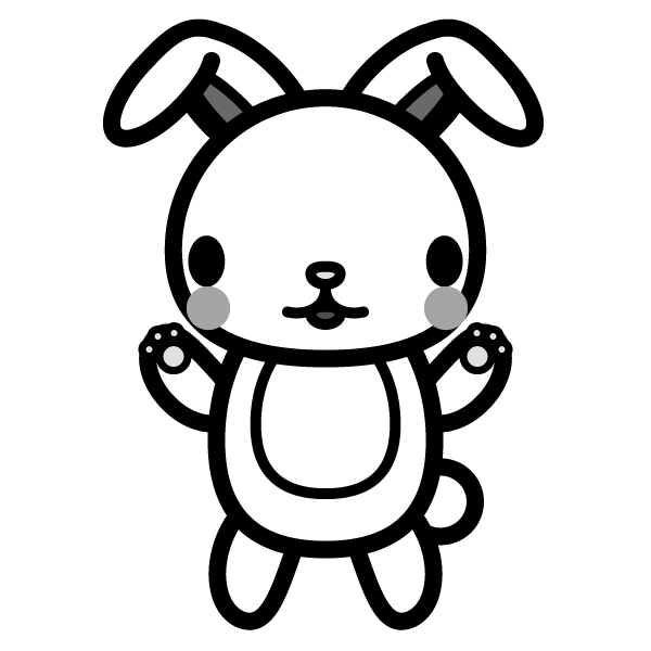 モノクロでかわいいうさぎの無料イラスト 商用フリー オイデ43