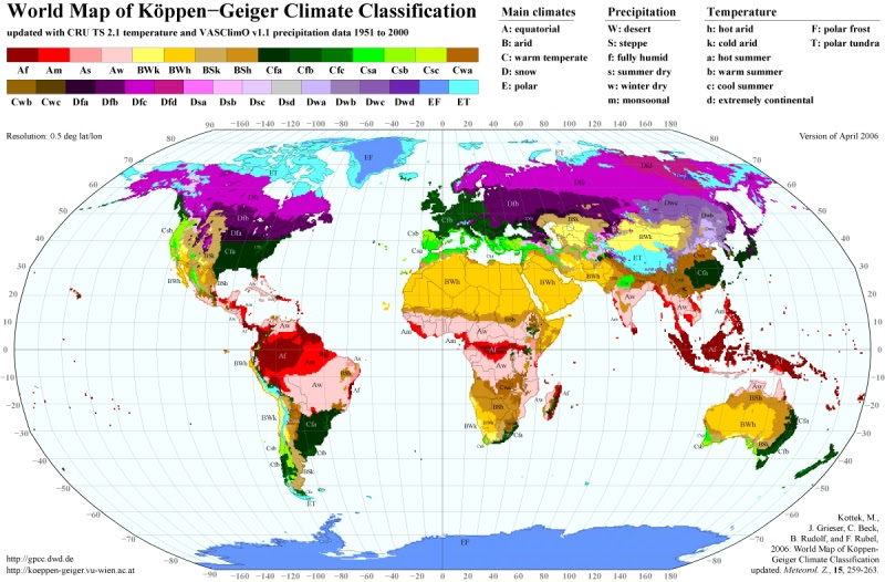 World Maps Of Koppen Geiger Climate Classification