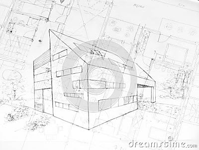 modern architecture plans. DRAWING OD A MODERN BUILDING,