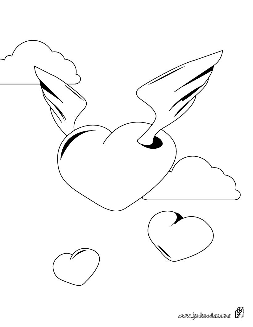 Coloriage d un coeur ailé