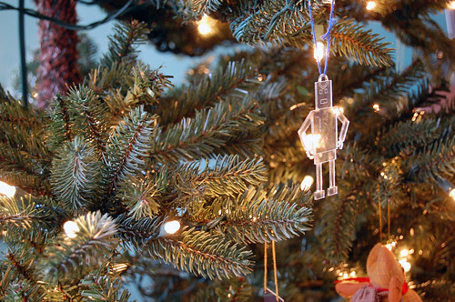 laser cut robot, christmas tree