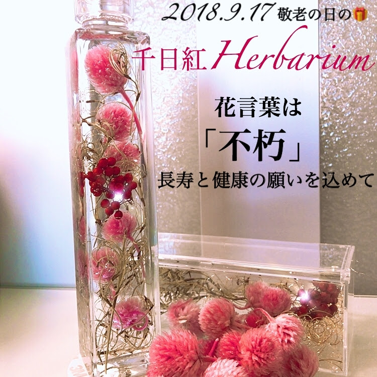 長寿と健康を願って 花言葉は 不朽 千日紅のハーバリウム 敬老の日のプレゼントにいかがですか アトリエ Blue Roseのニュース まいぷれ 八戸