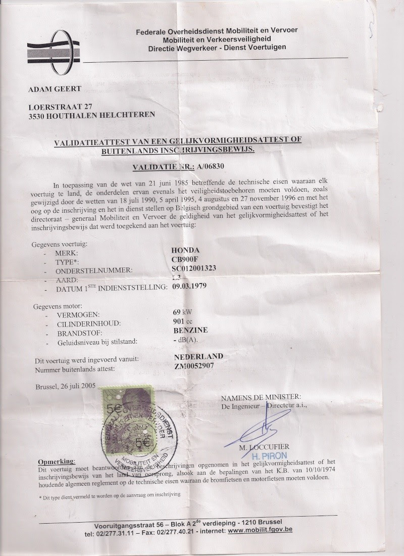 Immatriculation Moto Belgique Occasion