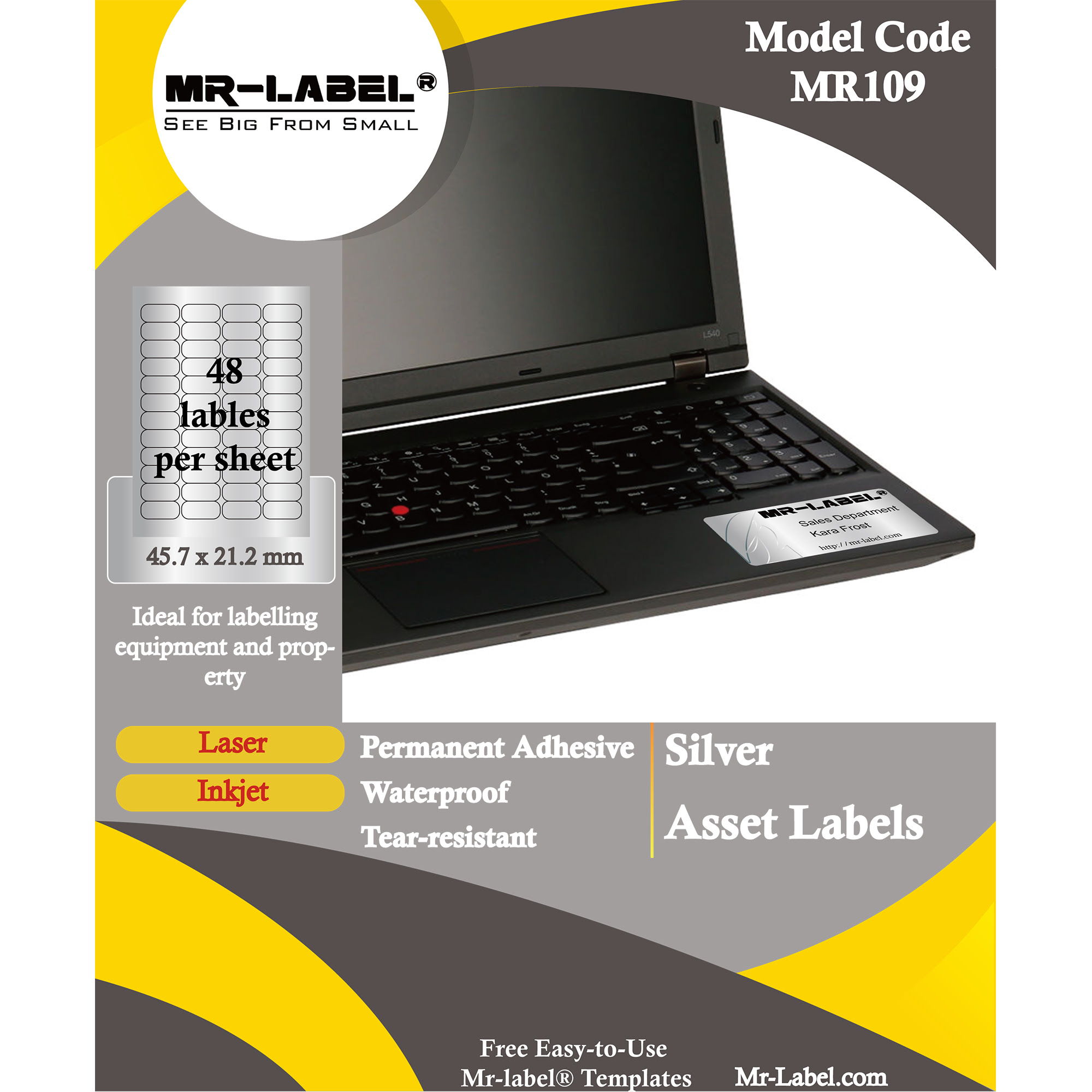 Mr-Label 45.7 x 21.2 mm Silver Asset Stickers – Self-Adhesive ...
