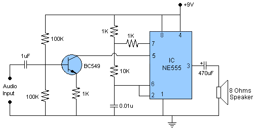 555 Audio Amplifier Circuit Diagram