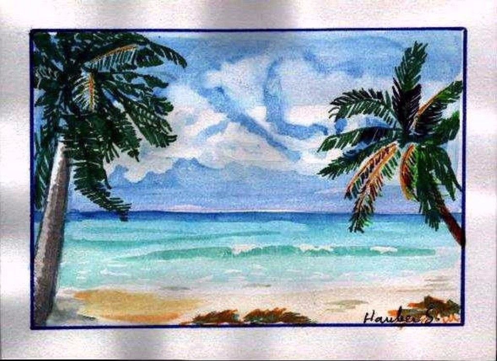 Paysage De Tahiti Plage Et Cocotier