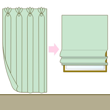 カーテンをローマンシェードにリメイク カーテンお直し工房morisan