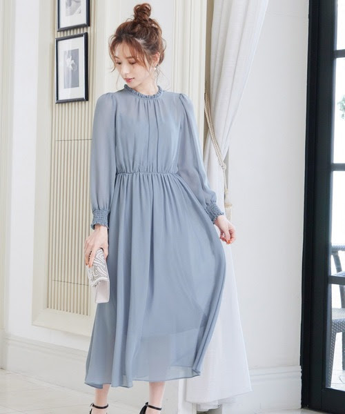 セール ドレス スタンドカラーシアー結婚式ワンピースドレス ドレス Niana ニアナ のファッション