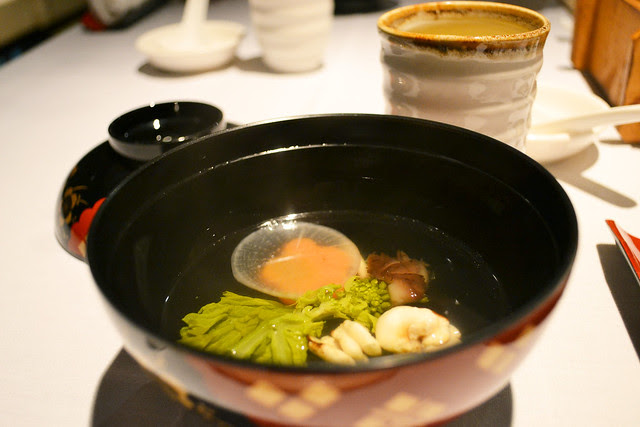 Dashi broth with Shirako, Hachi, Mohamed Sultan